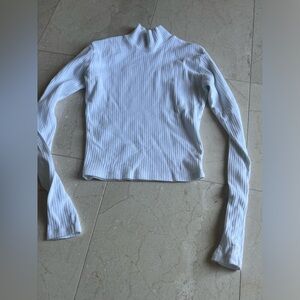 Brandy Melville white ribbed cotton mock long sleeve turtleneck